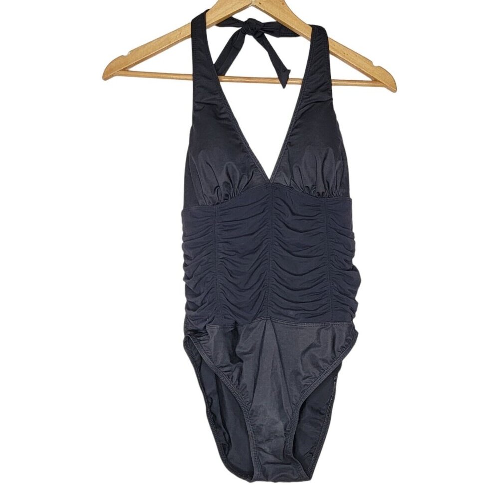 Magicsuit Women's Size 10 Black One‎ Piece Ruched Halter Women's Swimsuit
